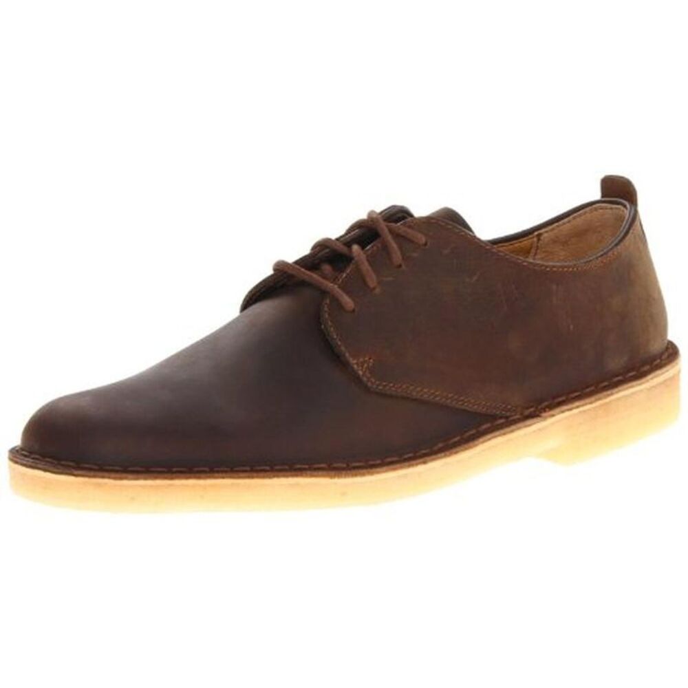 Clarks Mens Desert London Brown Leather Round Toe Casual Oxfords NWT